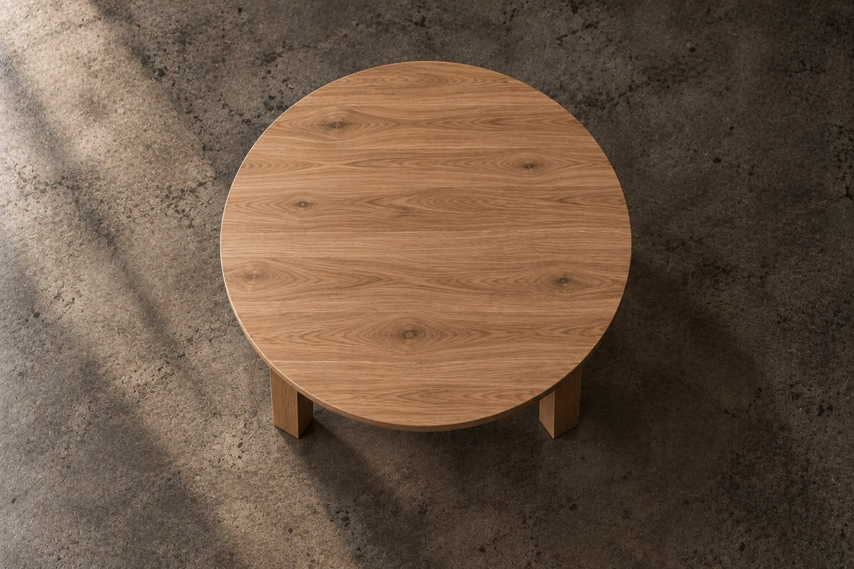 Vedere de sus a mesei de cafea Ava din lemn masiv de stejar - 4Kanto