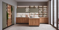 Bucătărie modulară Nordic Oak - mobilier de bucătărie PAL melaminat finisaj stejar deschis, blat efect marmură, insulă centrală - 4Kanto