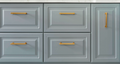 Front mobilier MDF vopsit gri-albastru - fronturi sertare și ușă MDF vopsit mat gri-albastru, mânere aurii - 4Kanto
