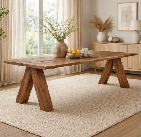 Masă de bucătărie Roma - masă dining compactă cu structură în formă de A, design rustic-modern, potrivită pentru bucătării mici - 4Kanto