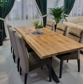 Masă extensibilă Oslo - masă dining din lemn masiv de stejar cu margine naturală, pentru 6-8 persoane - 4Kanto