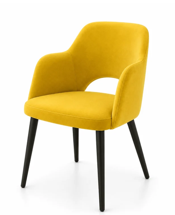 Scaun dining Copenhaga - scaun modern tapițat catifea galben muștar, picioare din lemn negru, design scandinav - 4Kanto